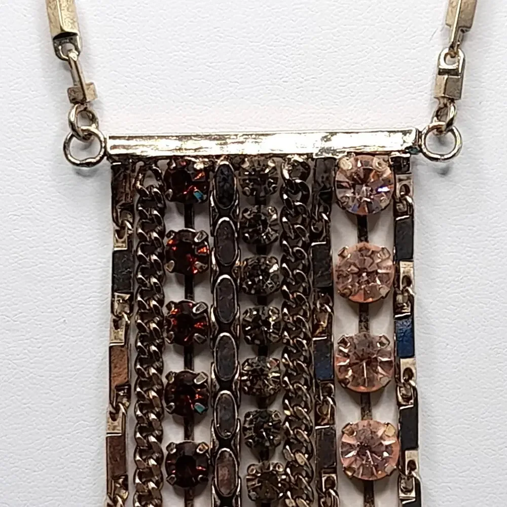 Rhinestone Chain Fringe Tassel Necklace, Made in Vietnam, 20